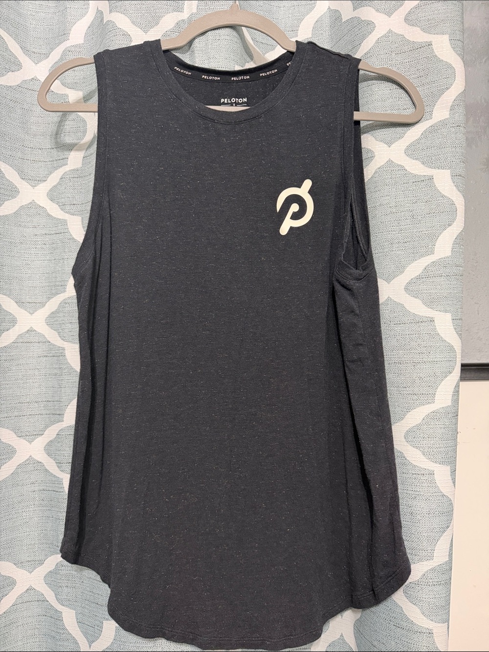 Peloton Black Sleeveless Workout Tank with White Logo